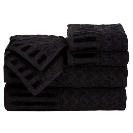 BEDFORD HOME Bedford Home 67A-27544 6 Piece Cotton Deluxe Plush Bath Towel Set - Black 67A-27544